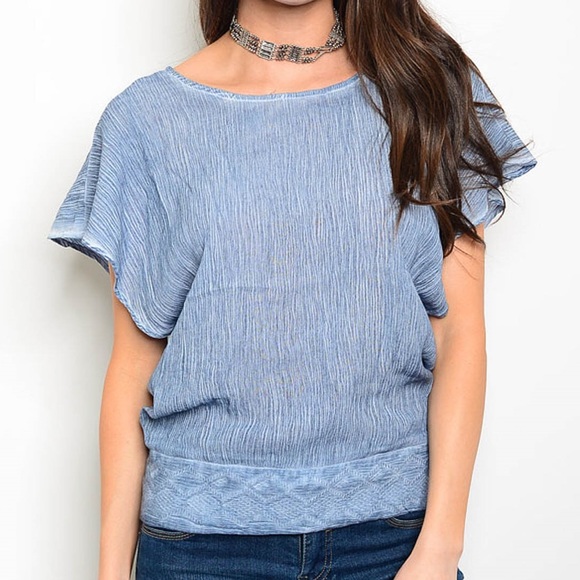 ❗️CLOSING SALE❗️ Sky Blue Mineral Wash Top - Picture 2 of 3